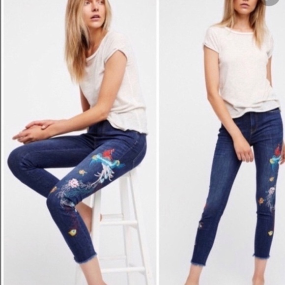 Free People Embroidered Skinny Jeans - Picture 1 of 6